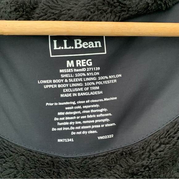 LL Bean Winter Warmer Coat Parka Long Jacket Black Sherpa Hood Adjustable Waist - Picture 9 of 13